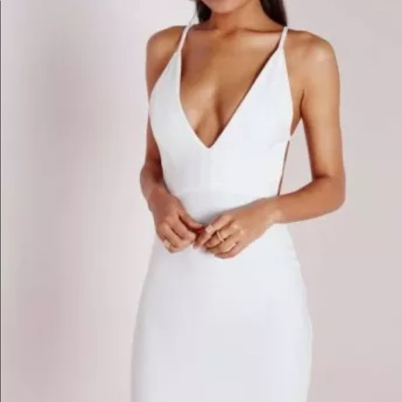 White open back strap dress sz M - Picture 1 of 6